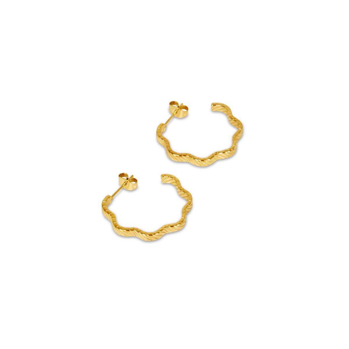 Wavy Texture Hoop Earring Plated in 18k Gold