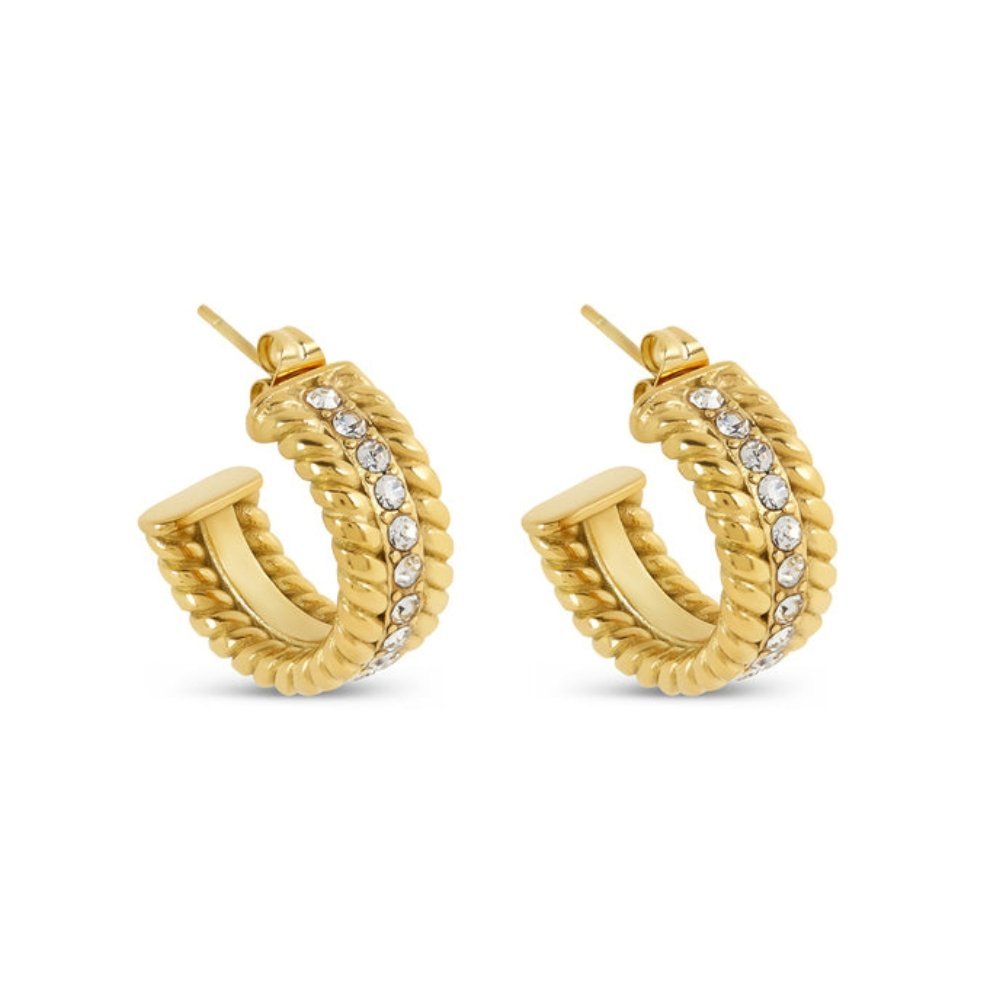 Date Hoop Earring Plated in 18k Gold