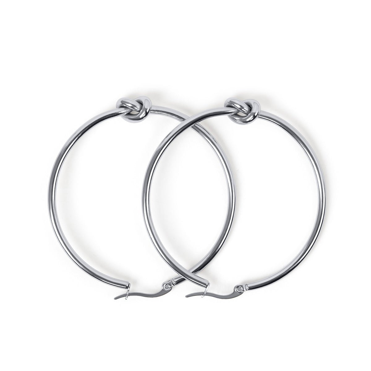 Central Knot Hoop Earring - Silver