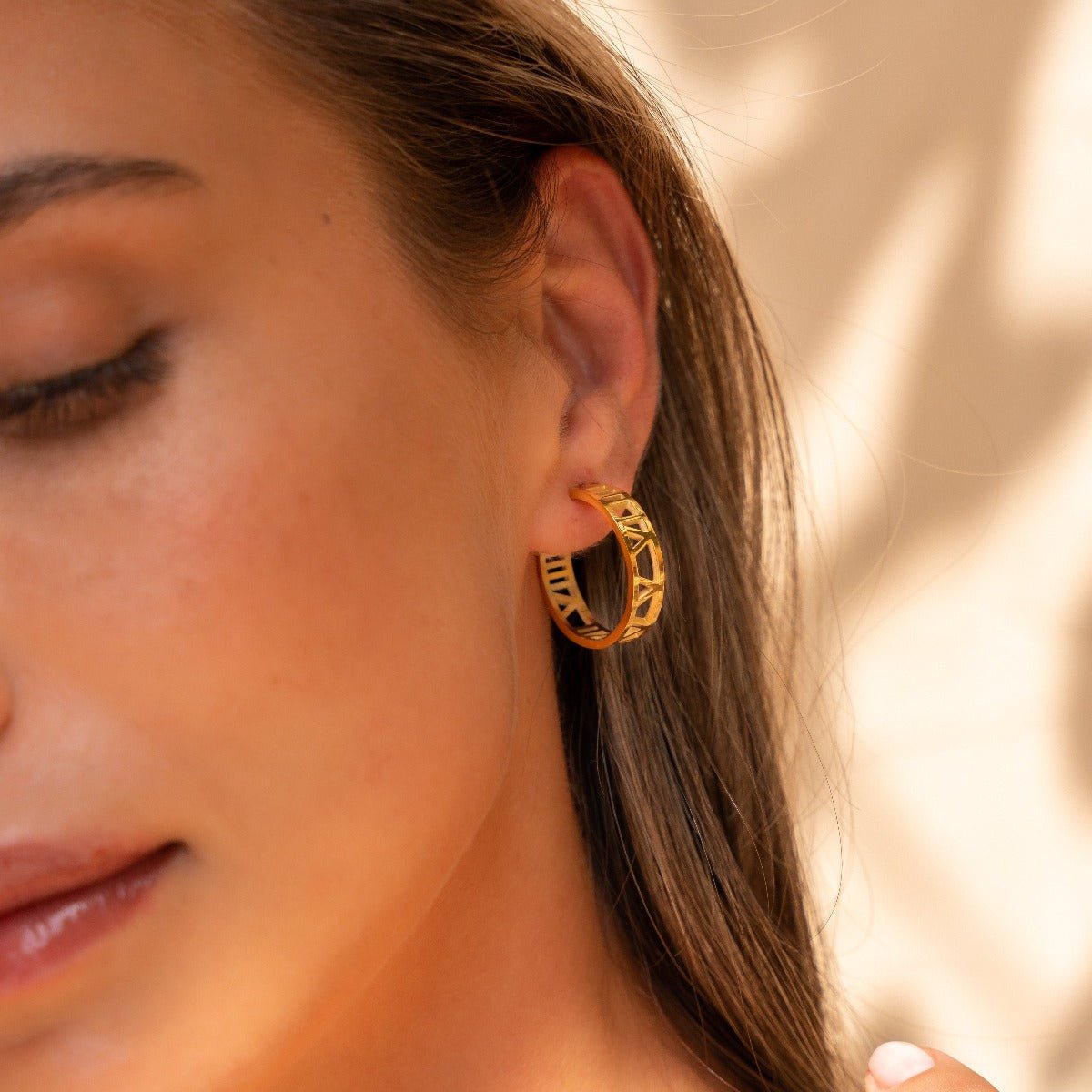 Numbered Hoop Earring Plated in 18K Gold