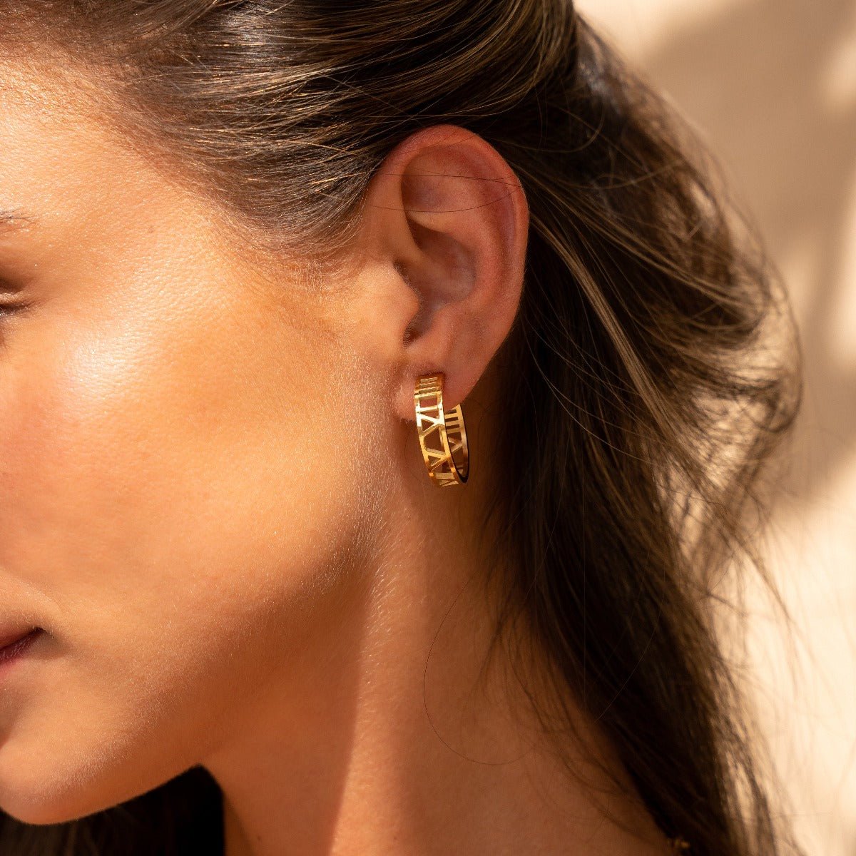 Numbered Hoop Earring Plated in 18K Gold