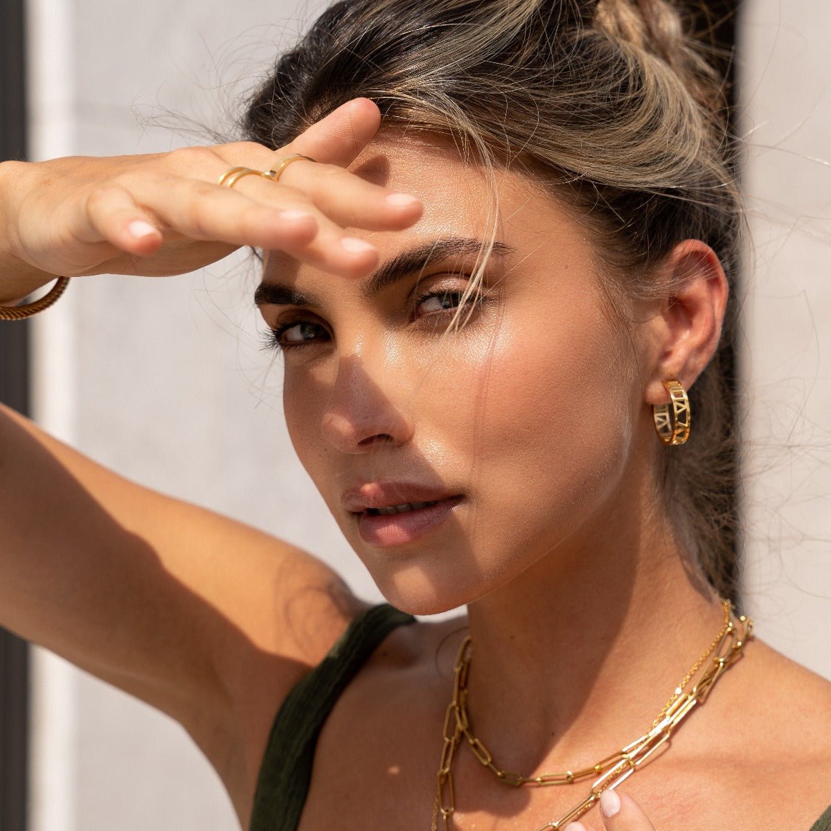 Numbered Hoop Earring Plated in 18K Gold