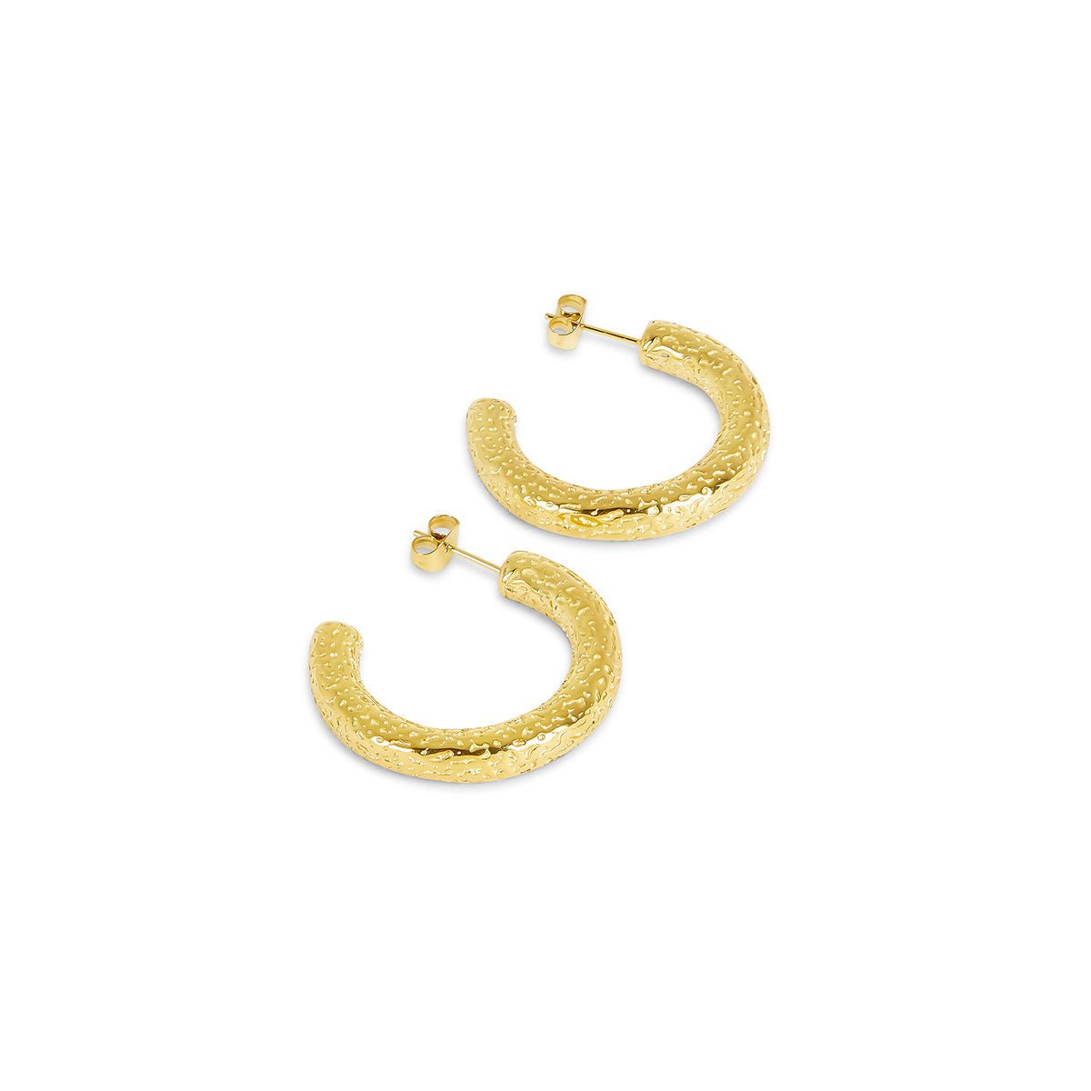 Textured Hoop Earring Plated in 18K Gold