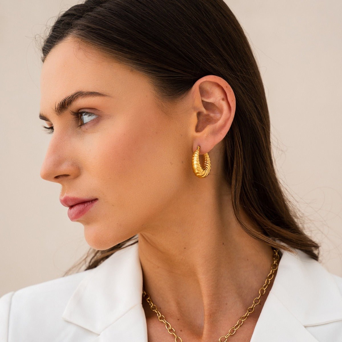 Croissant Hoop Earring Plated in 18K Gold