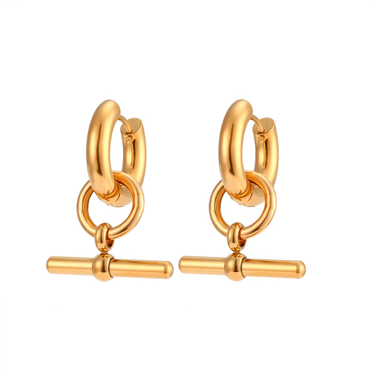 T-Bar Earrings Plated in 18k Gold