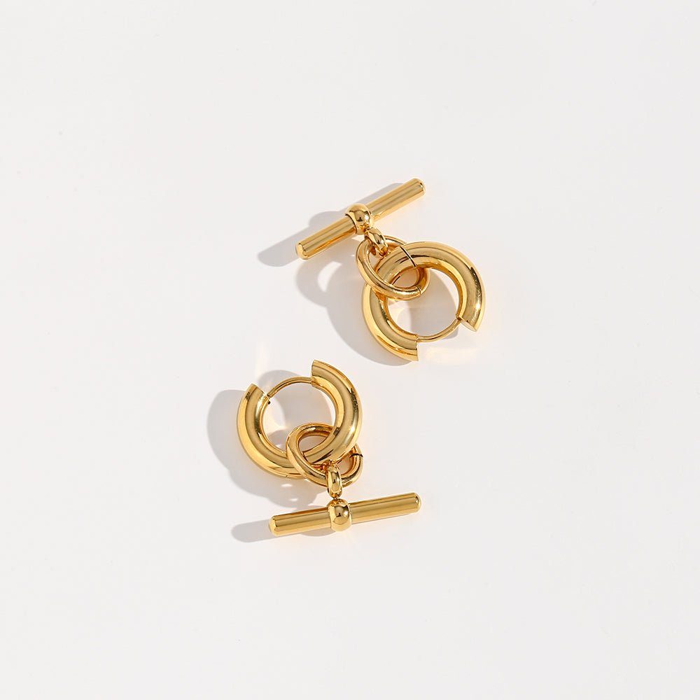 T-Bar Earrings Plated in 18k Gold