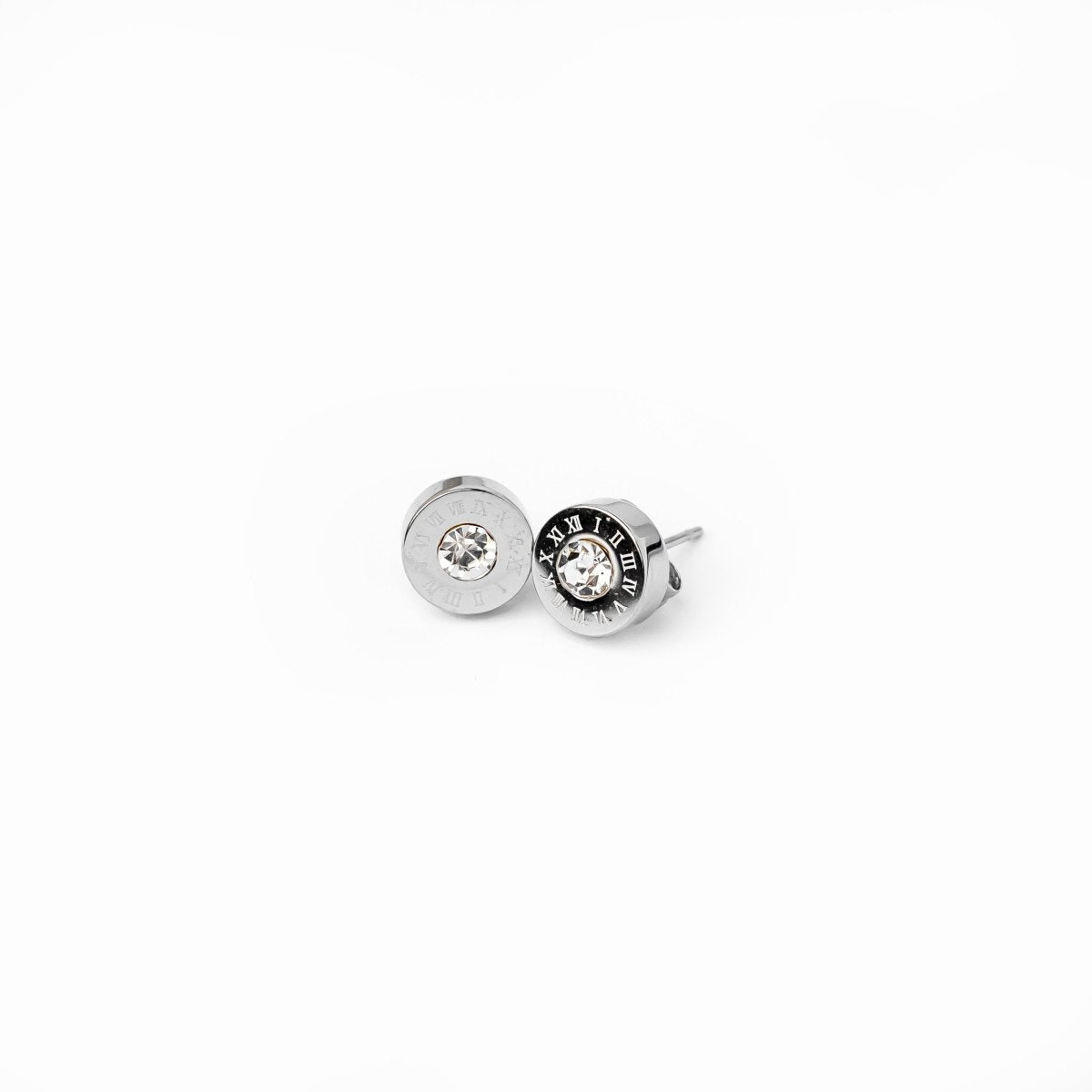 Crystal Stone Charm Earring - Silver