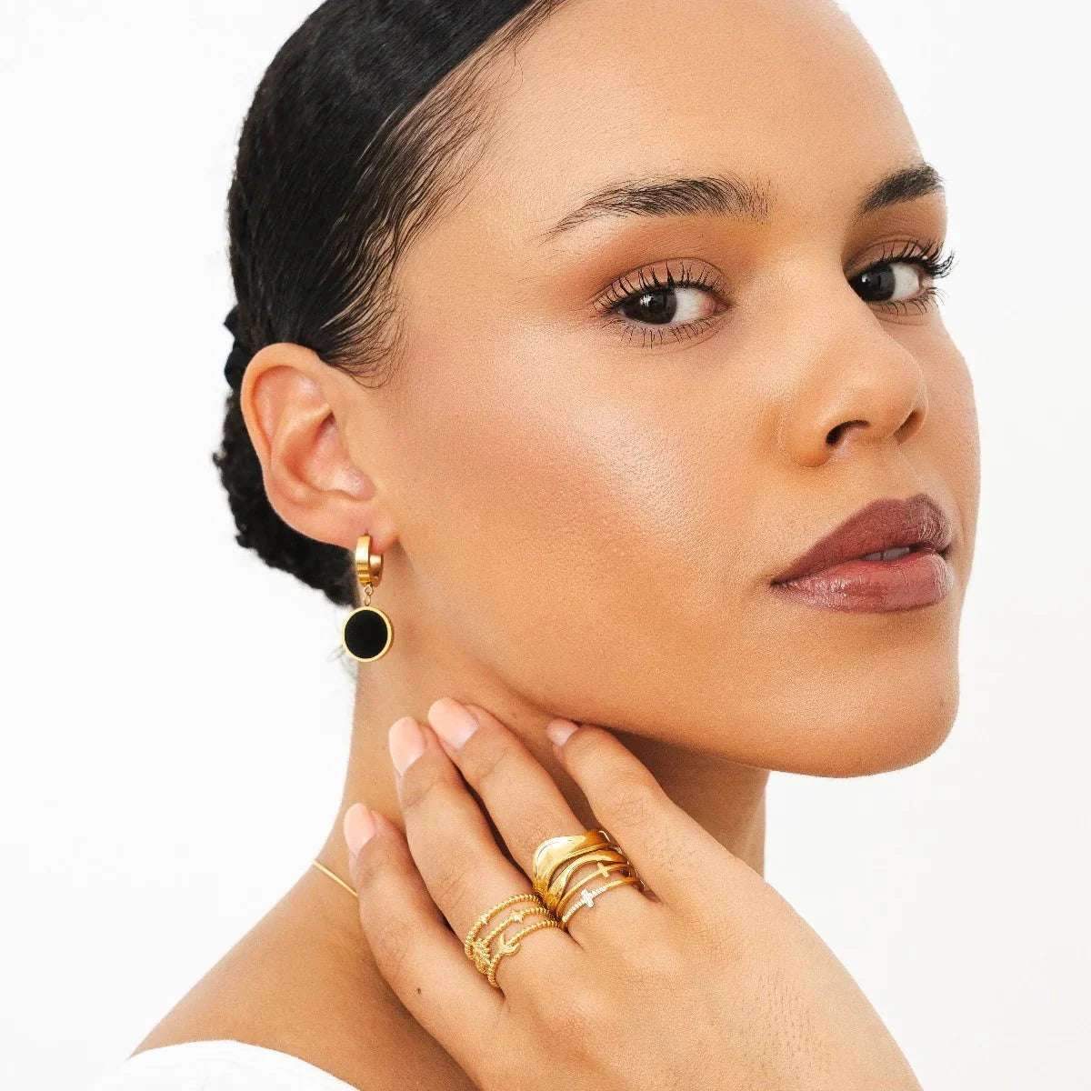 Noir Pendant Earring Plated in 18k Gold