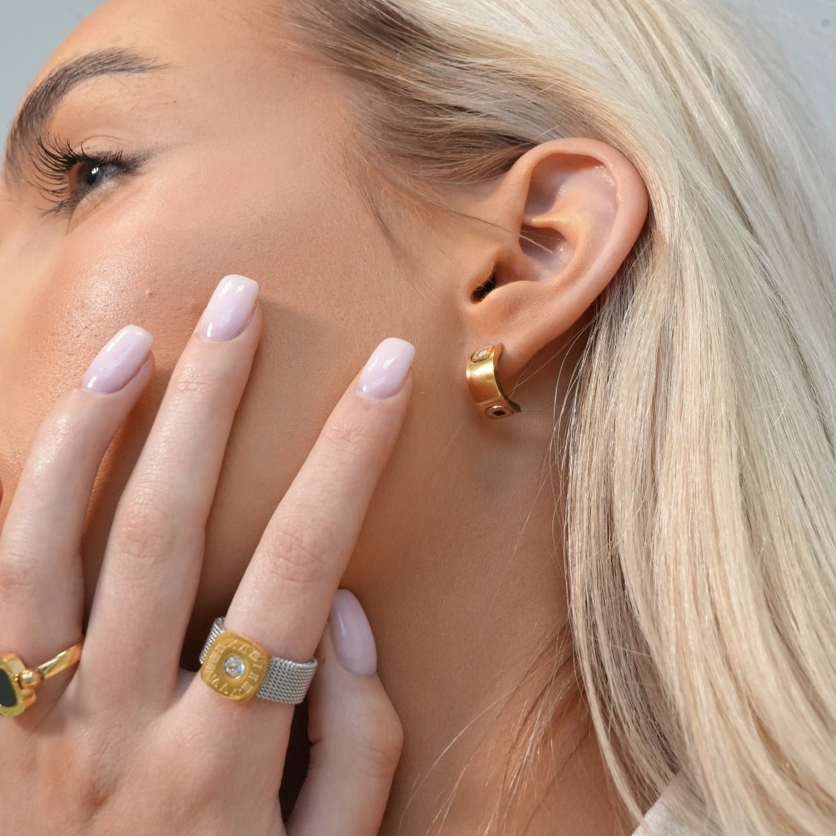 Square Charm Earring Plated in 18k Gold