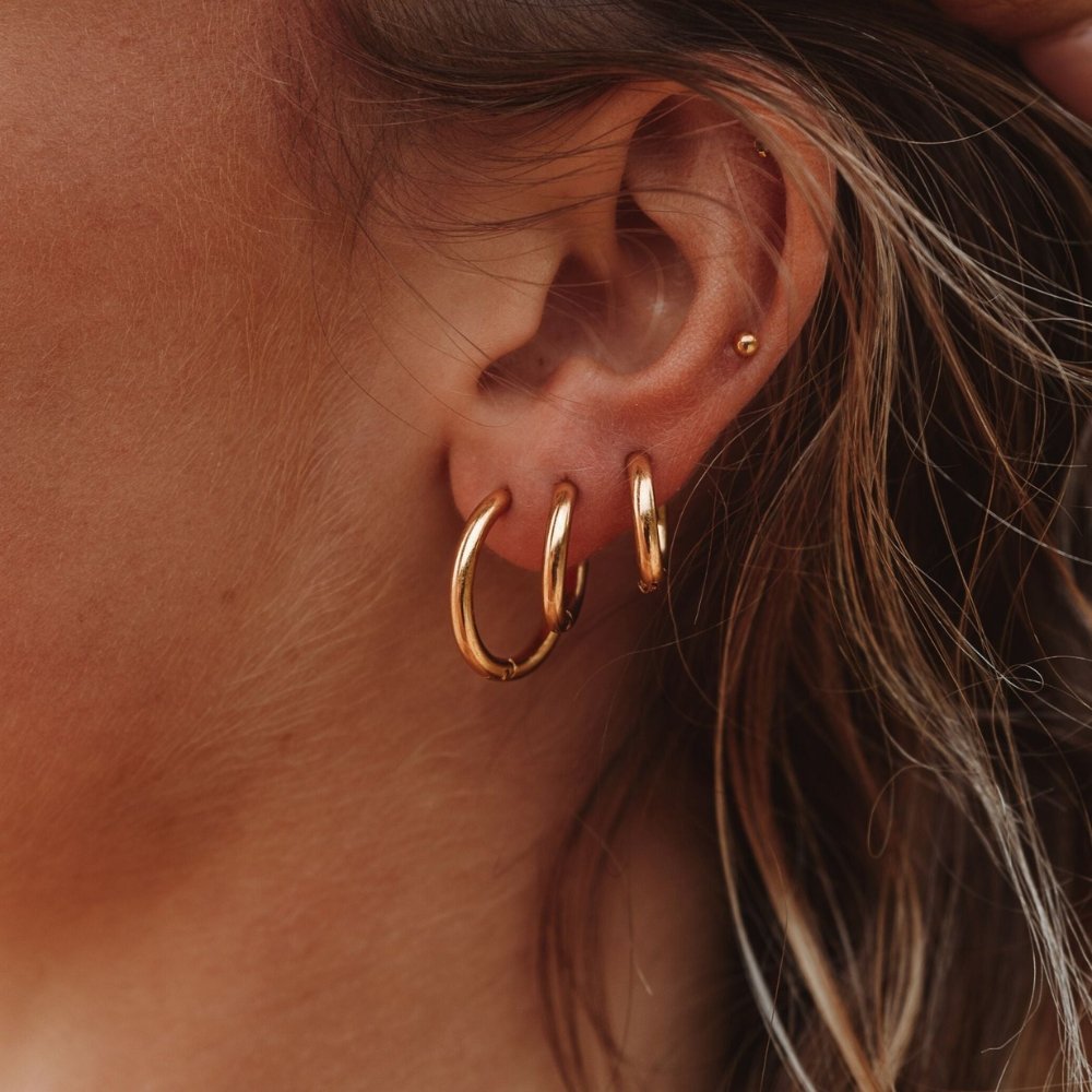 Trio of Hoop Earrings Plated in 18K Gold