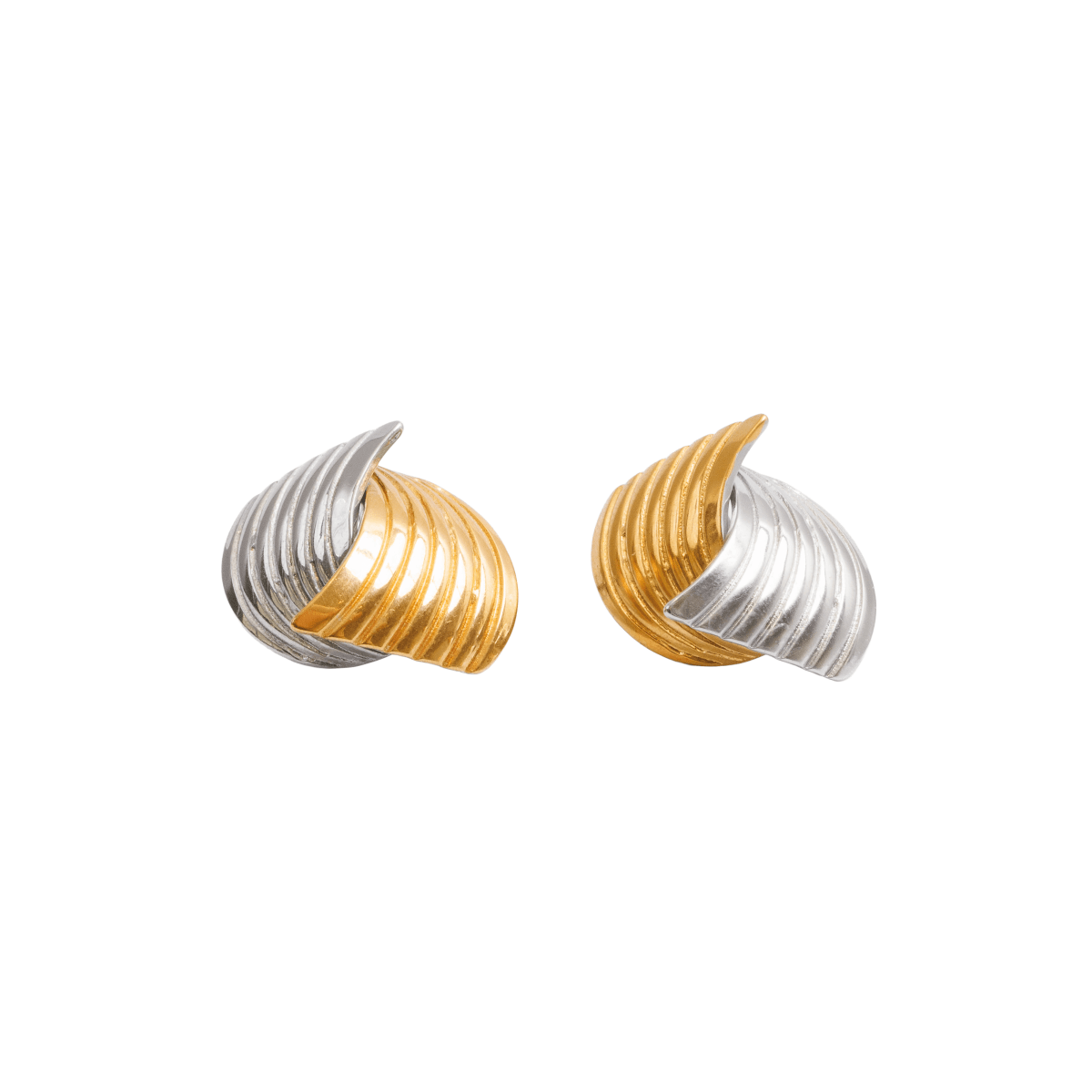 Wave Motion Earrings with Mixed Gold and Silver Plating