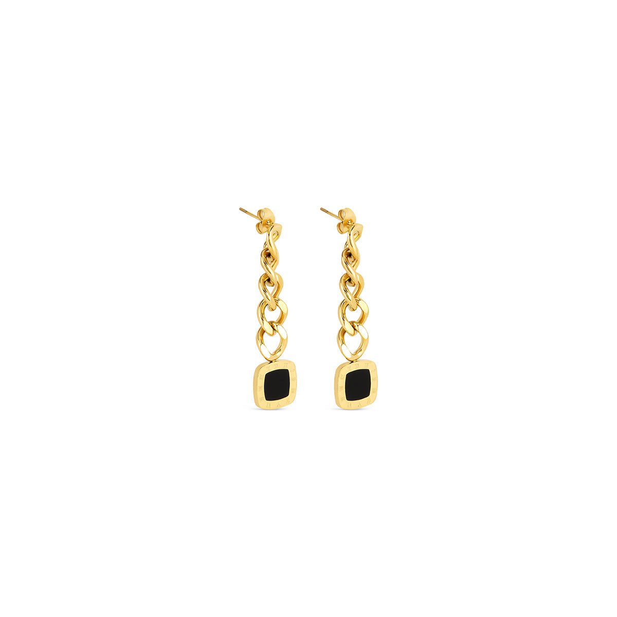 Revyora Onyx Drop Earrings Gold Plated 18k
