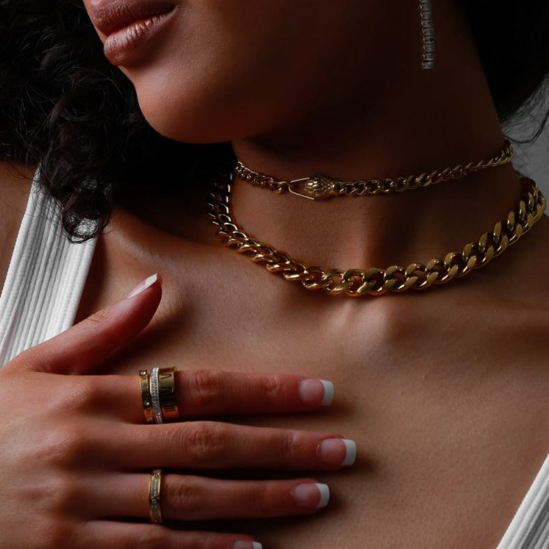 Snake Choker Necklace Plated in 18K Gold