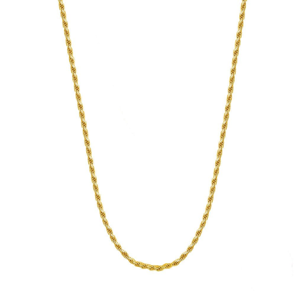 Fine 2mm Bayonet Chain Necklace Plated in 18k Gold