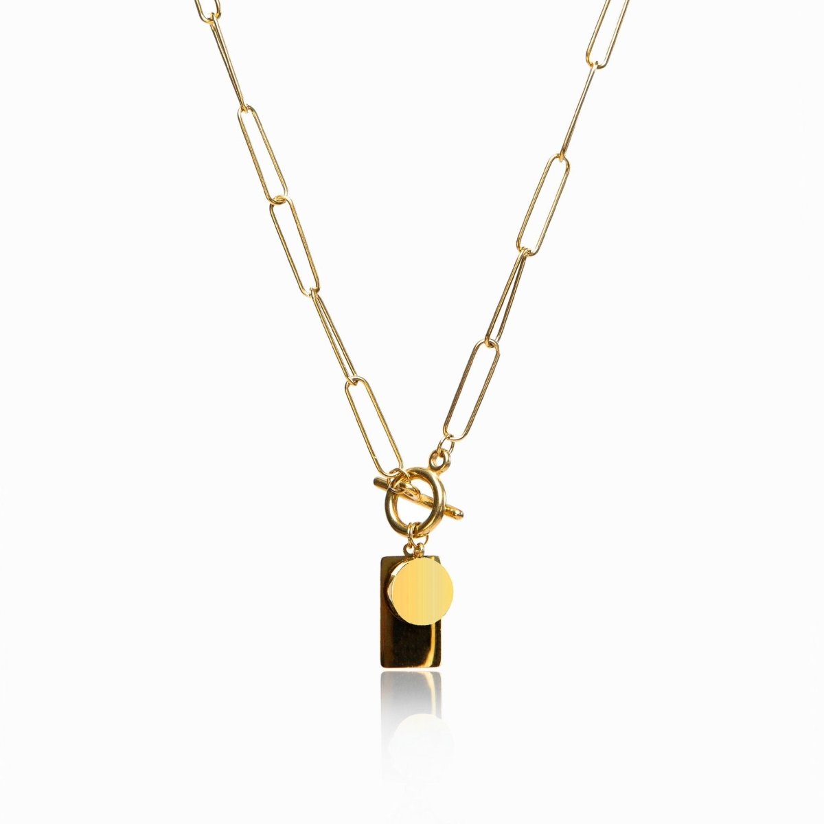 Geometric Pendant Chain Necklace Plated in 18K Gold