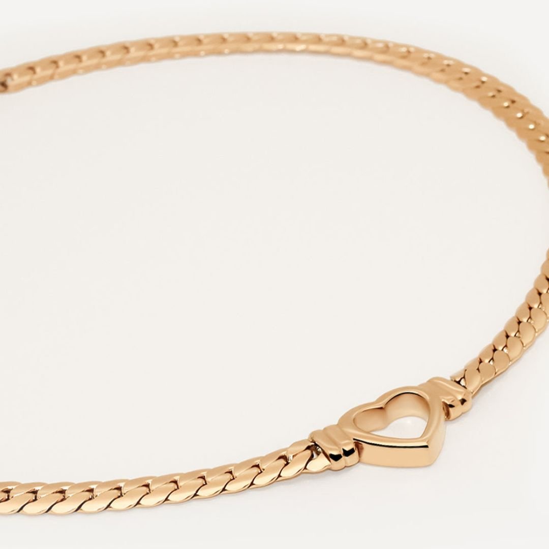 Minimalist Heart Choker Necklace Plated in 18K Gold