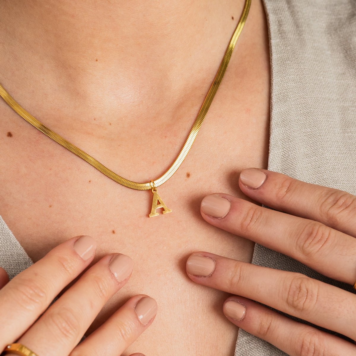 Initial Letter Necklace Gold Plated 18K