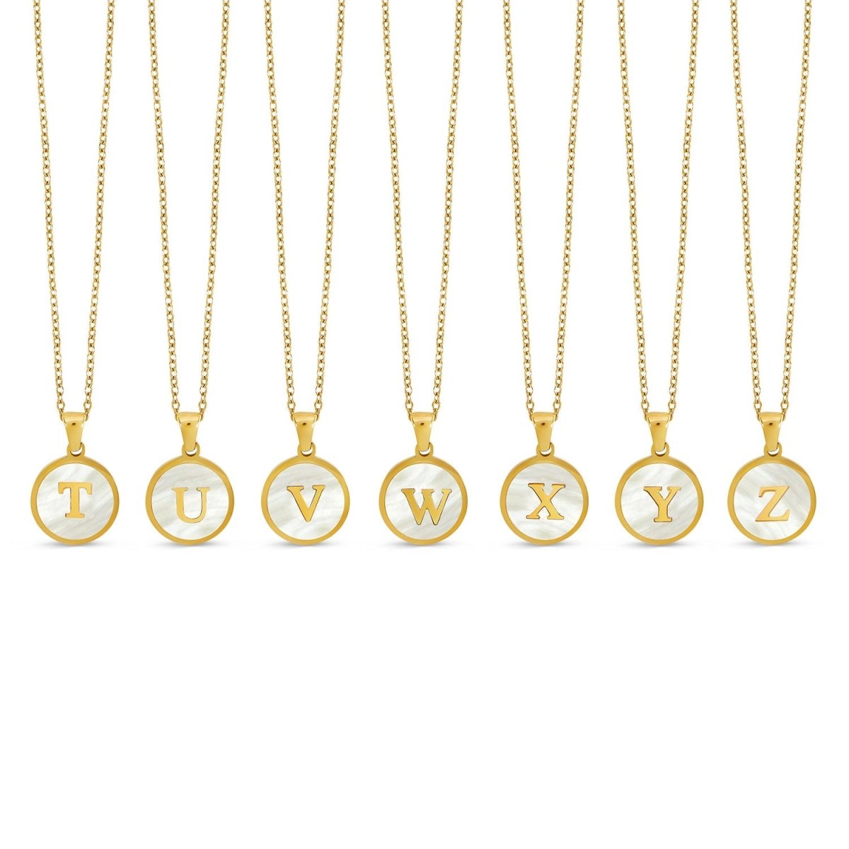 Initial Letter Marble Necklace Plated in 18K Gold