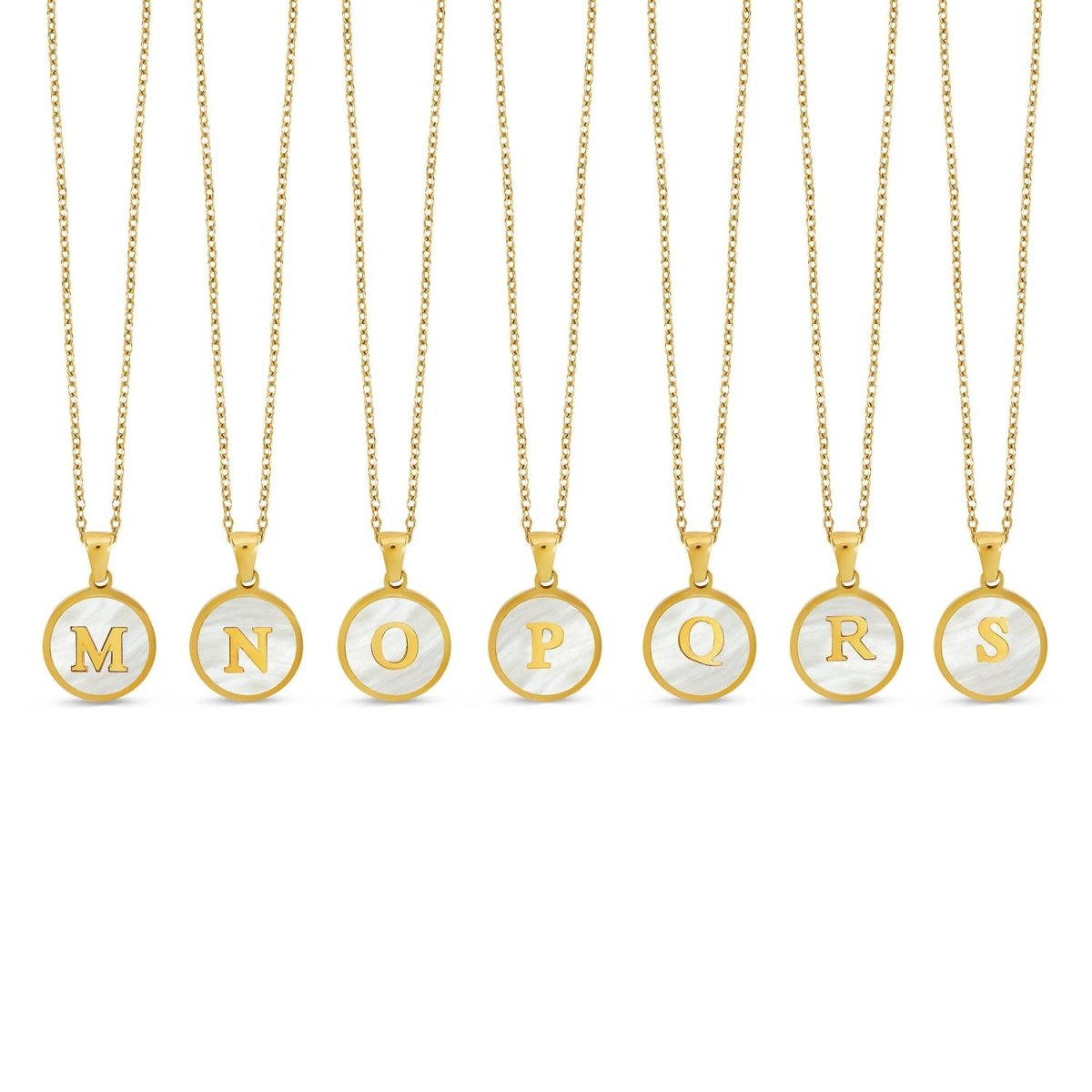Initial Letter Marble Necklace Plated in 18K Gold