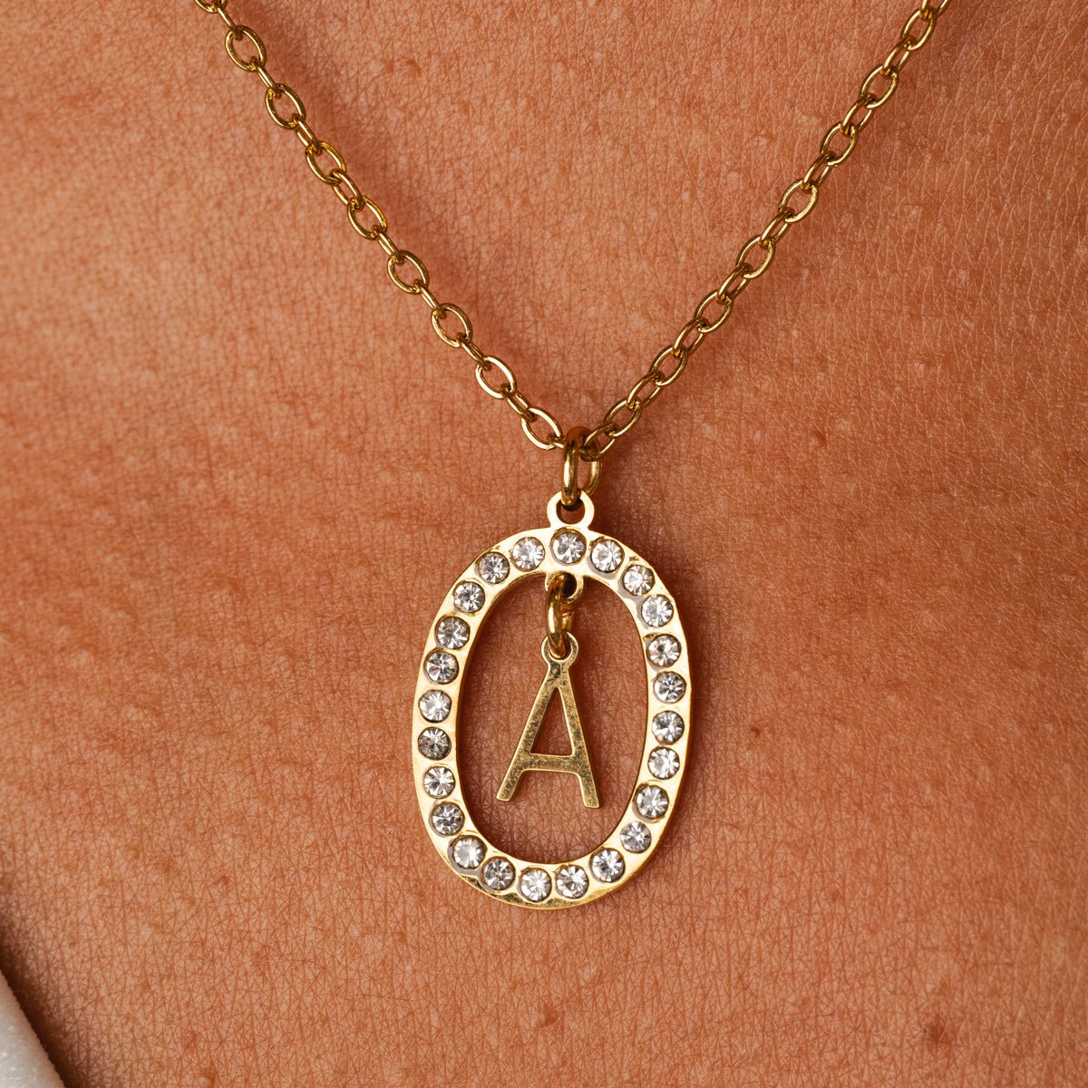 Initial Letter Prism Necklace Plated in 18K Gold
