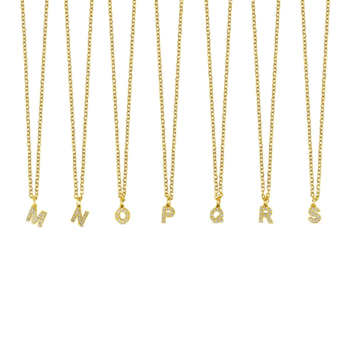 Initial Letter Stone Necklace Plated in 18K Gold