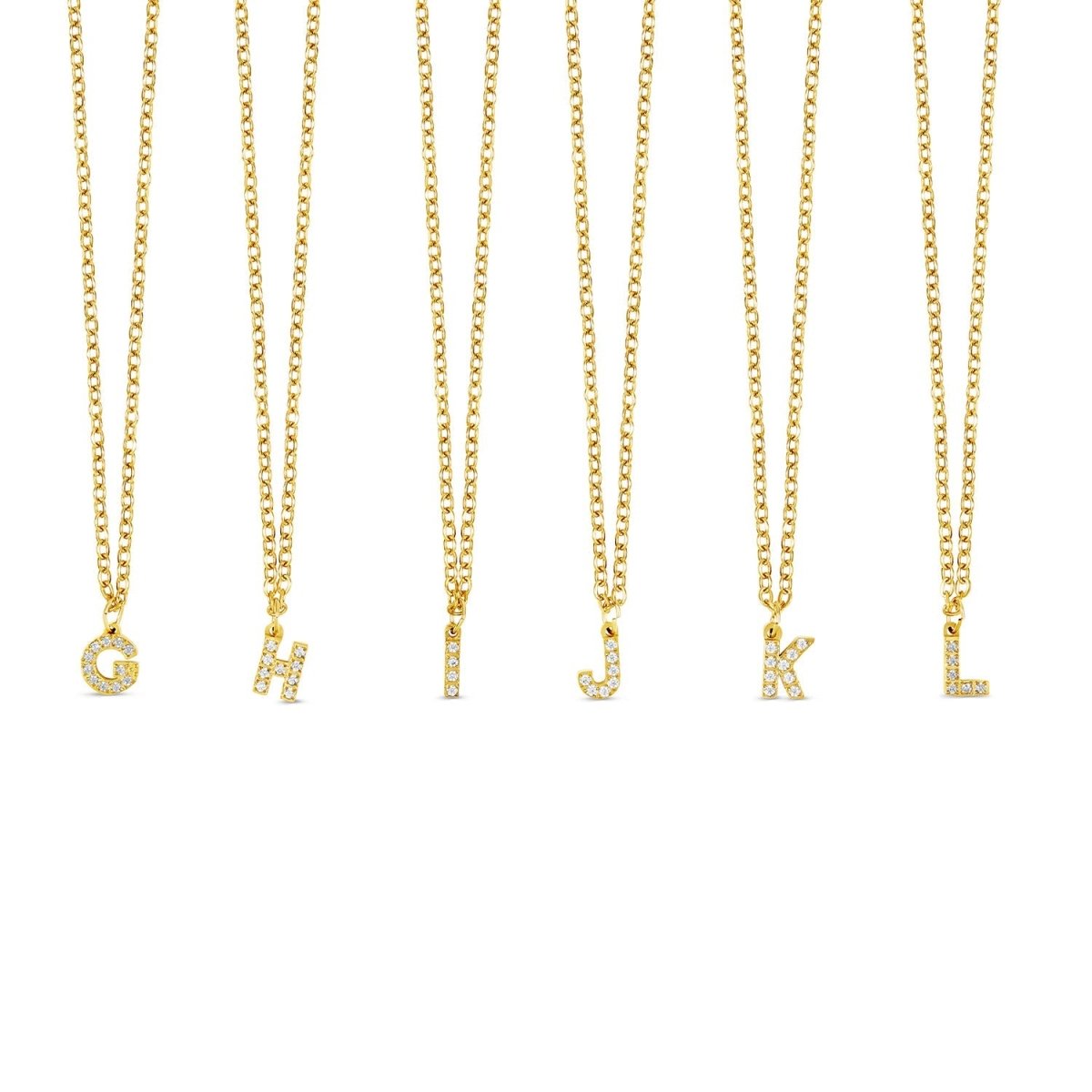 Initial Letter Stone Necklace Plated in 18K Gold