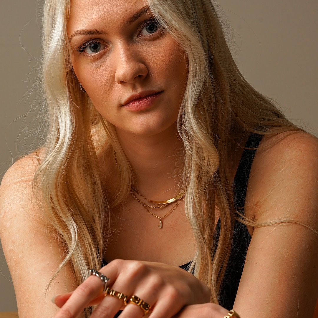 Initial Letter Necklace with Zirconia Plated in 18K Gold
