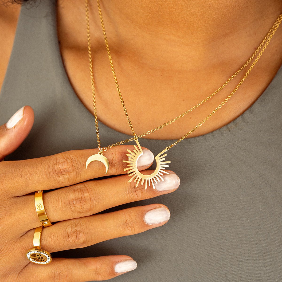 Moon Pendant Necklace Plated in 18K Gold