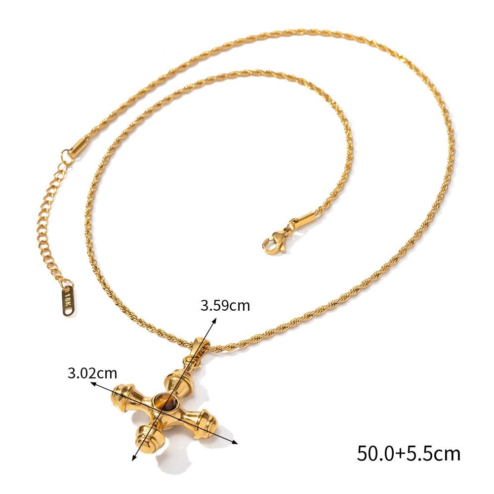 Tiger Eye Necklace Plated in 18k Gold