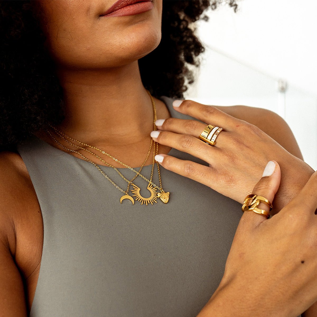 Spike Pendant Necklace Plated in 18K Gold