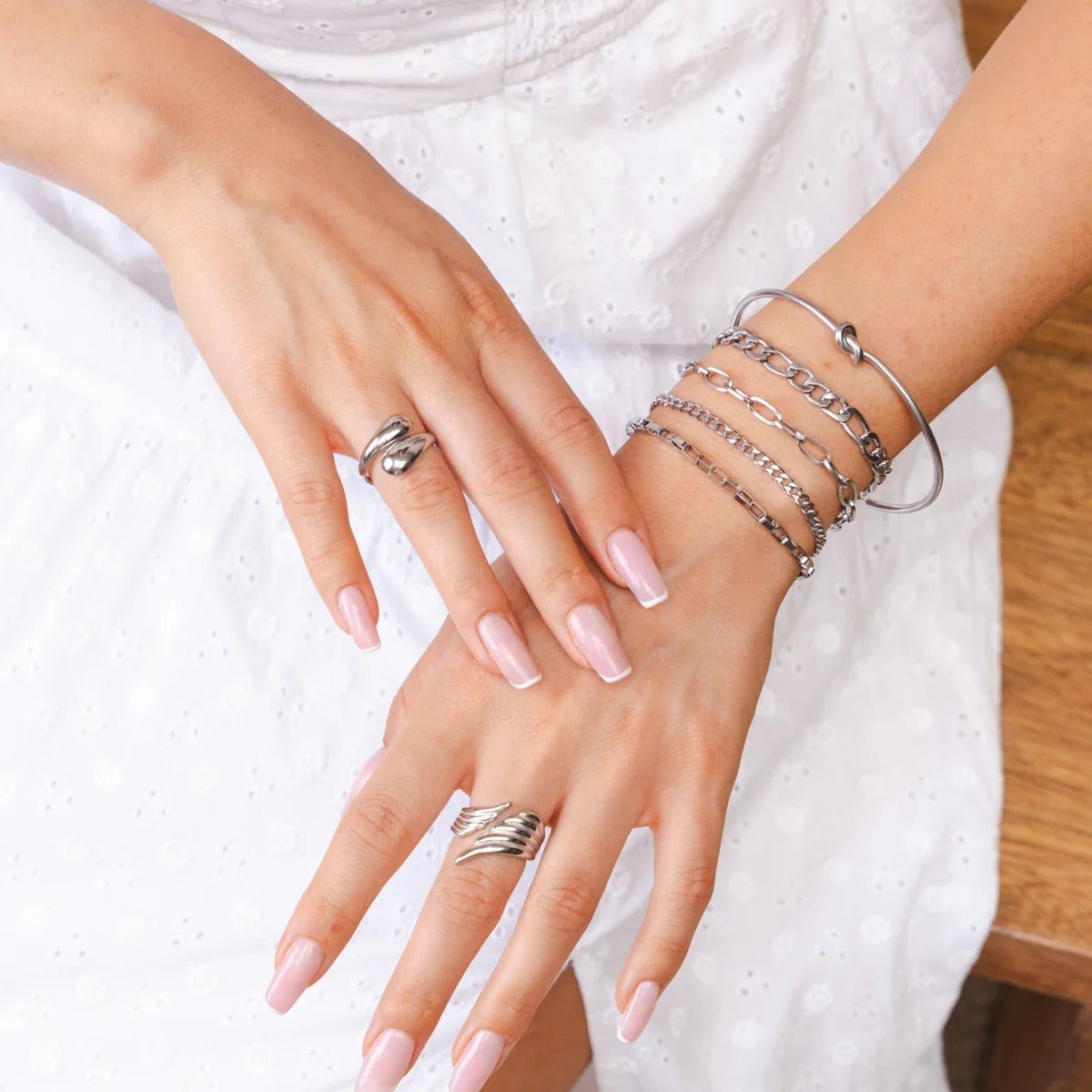 Elegance Bracelet Set & Knot Bracelet - Silver