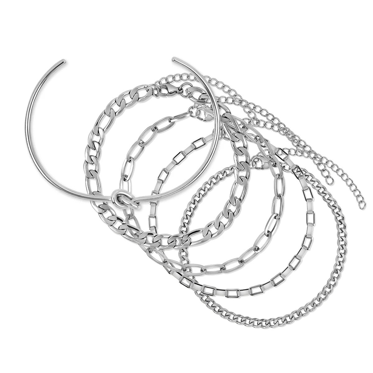 Elegance Bracelet Set & Knot Bracelet - Silver