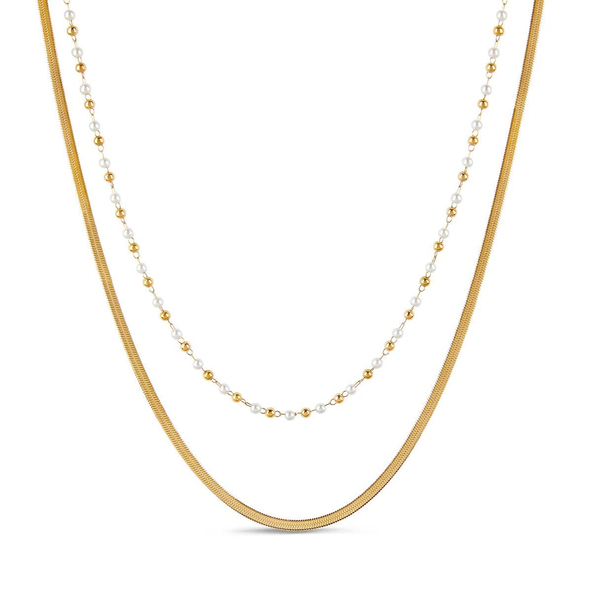 Pearl Necklace Mix Plated in 18K Gold