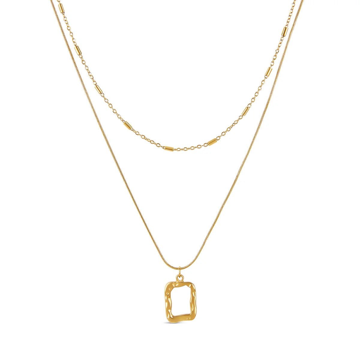 Abstract Pendant Necklace Mix Plated in 18K Gold