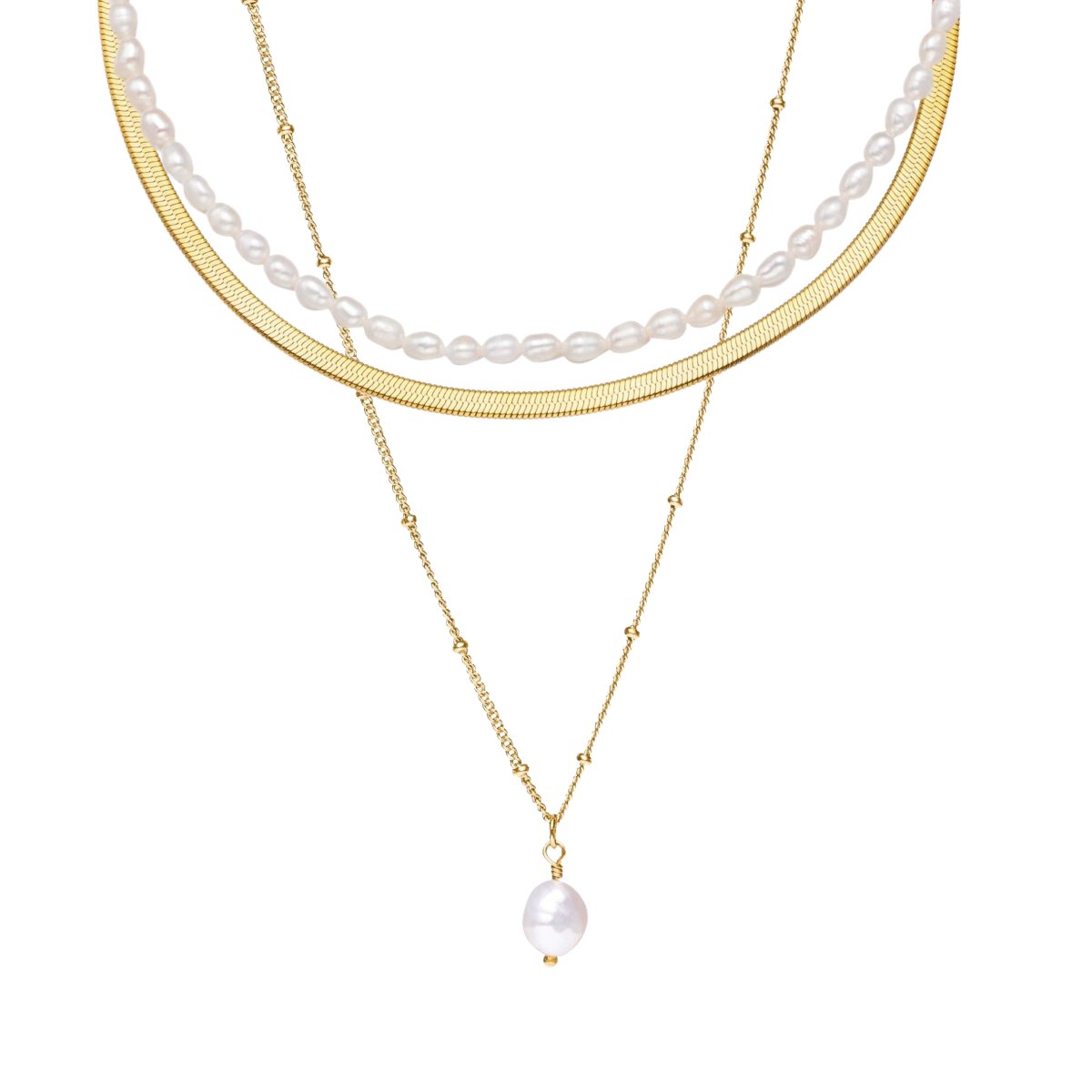 Mix Triple Necklace Plated in 18k Gold