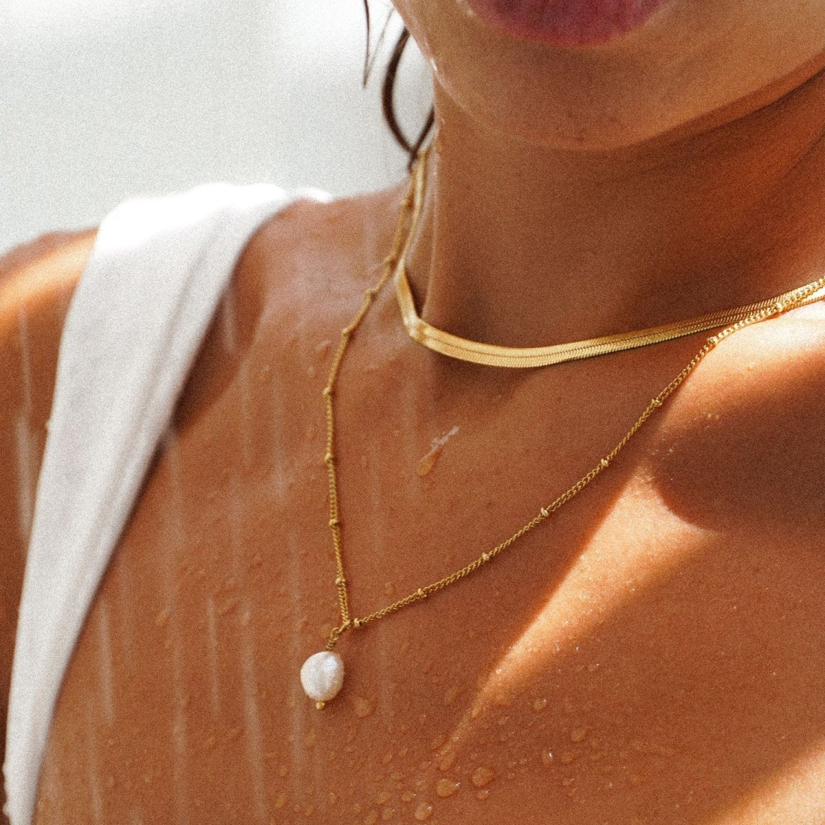 Mix Shine Double Necklace Plated in 18k Gold