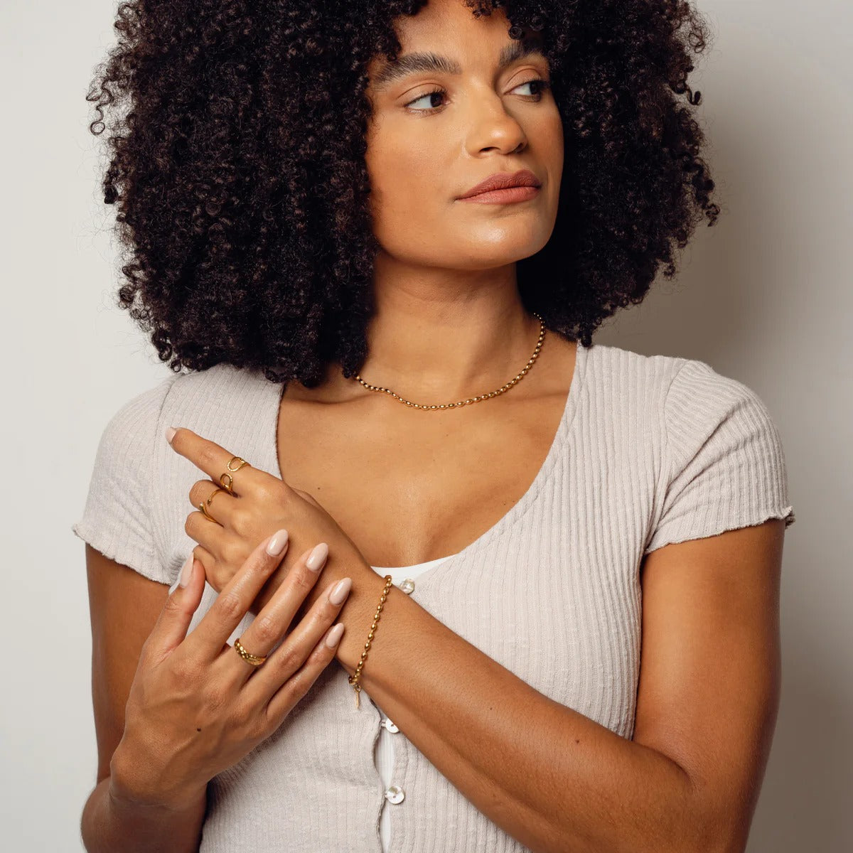 Sphere Chain Necklace Plated in 18K Gold