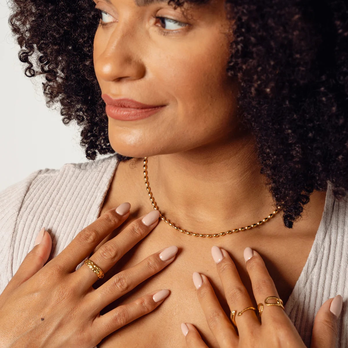 Sphere Chain Necklace Plated in 18K Gold