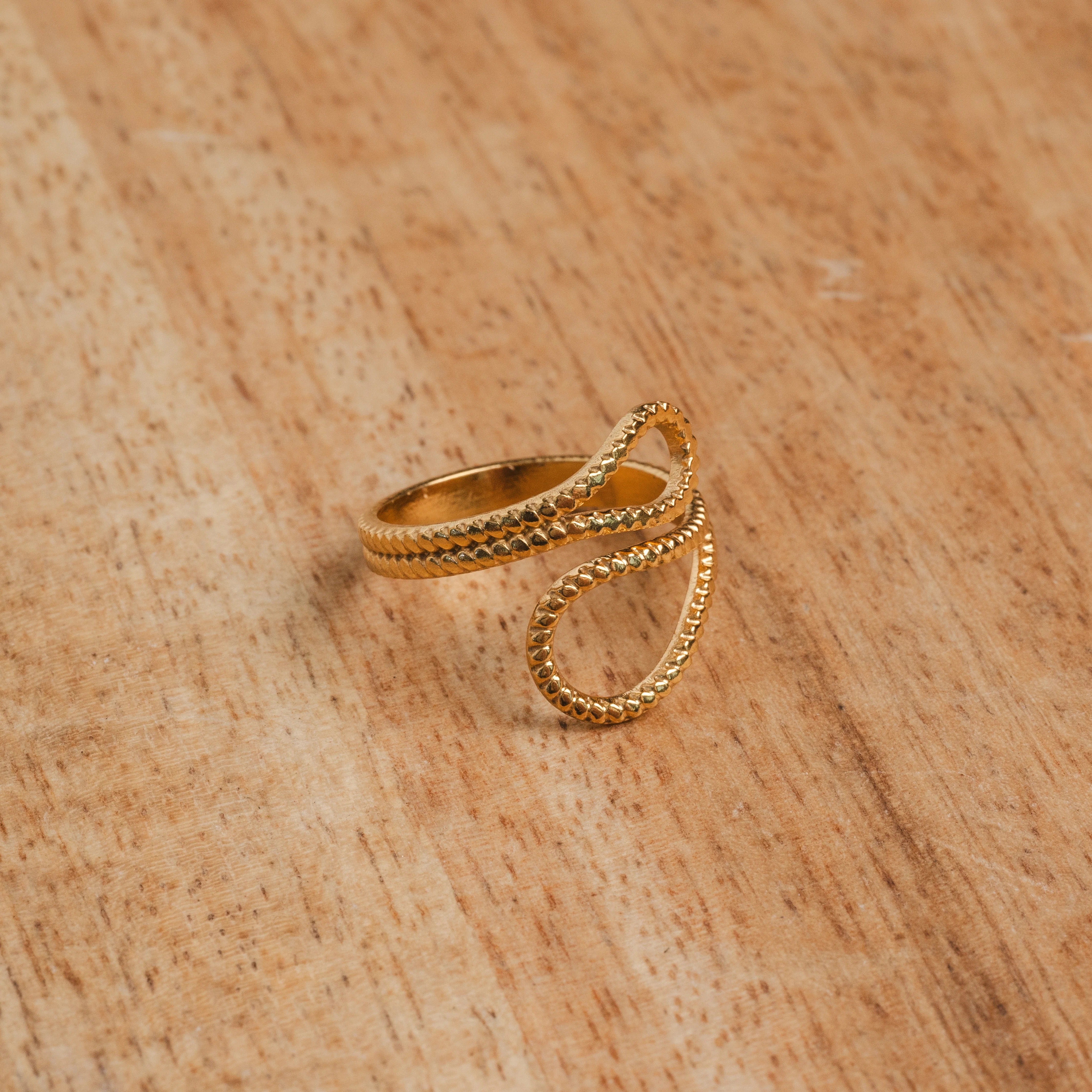 Adjustable Abstract Ava Ring Plated in 18K Gold