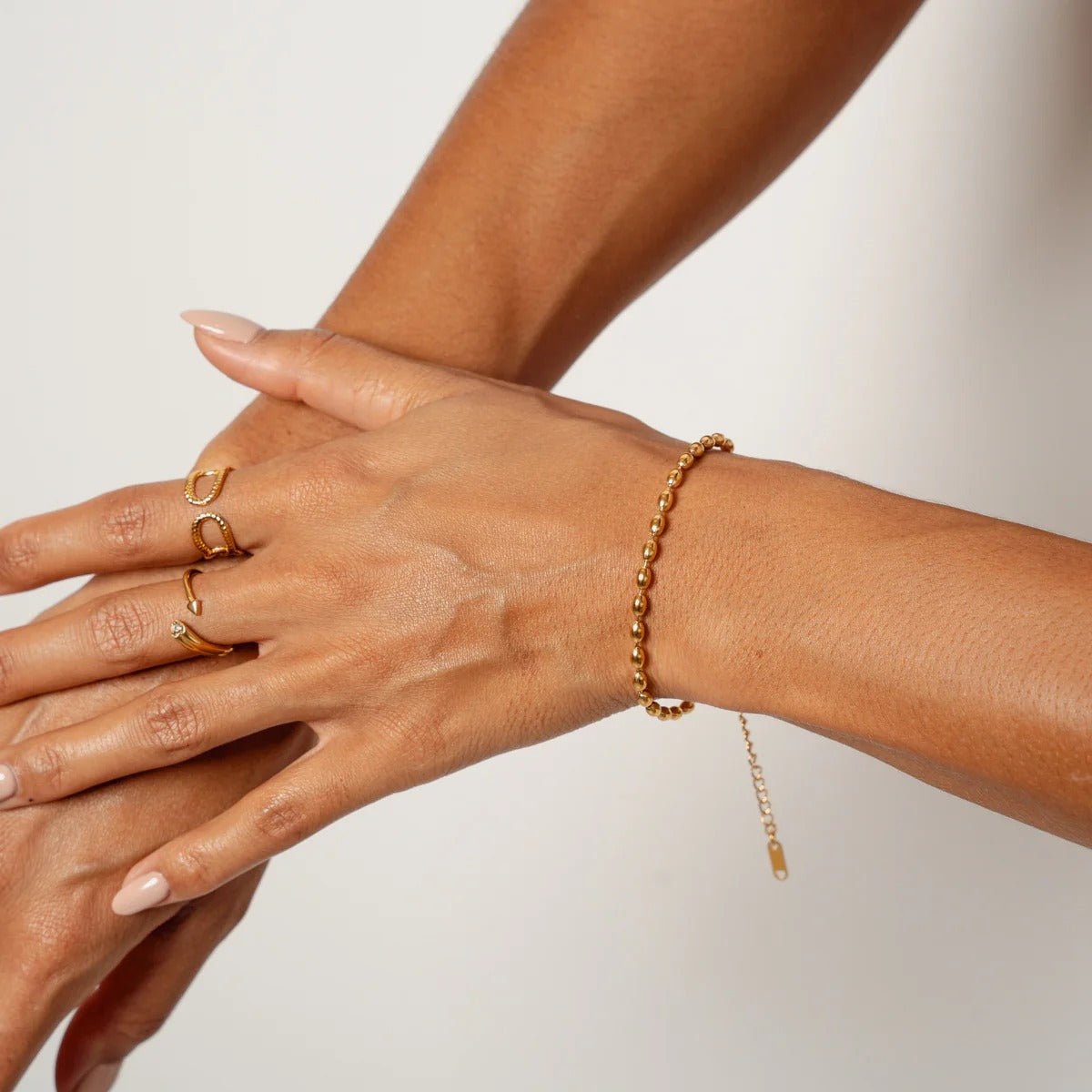 Gold Plated Chain Bracelet with Beads 18K