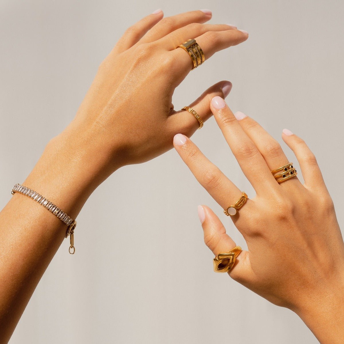 Revyora Riviera Baguette Lock Bracelet in 18K Gold Plating