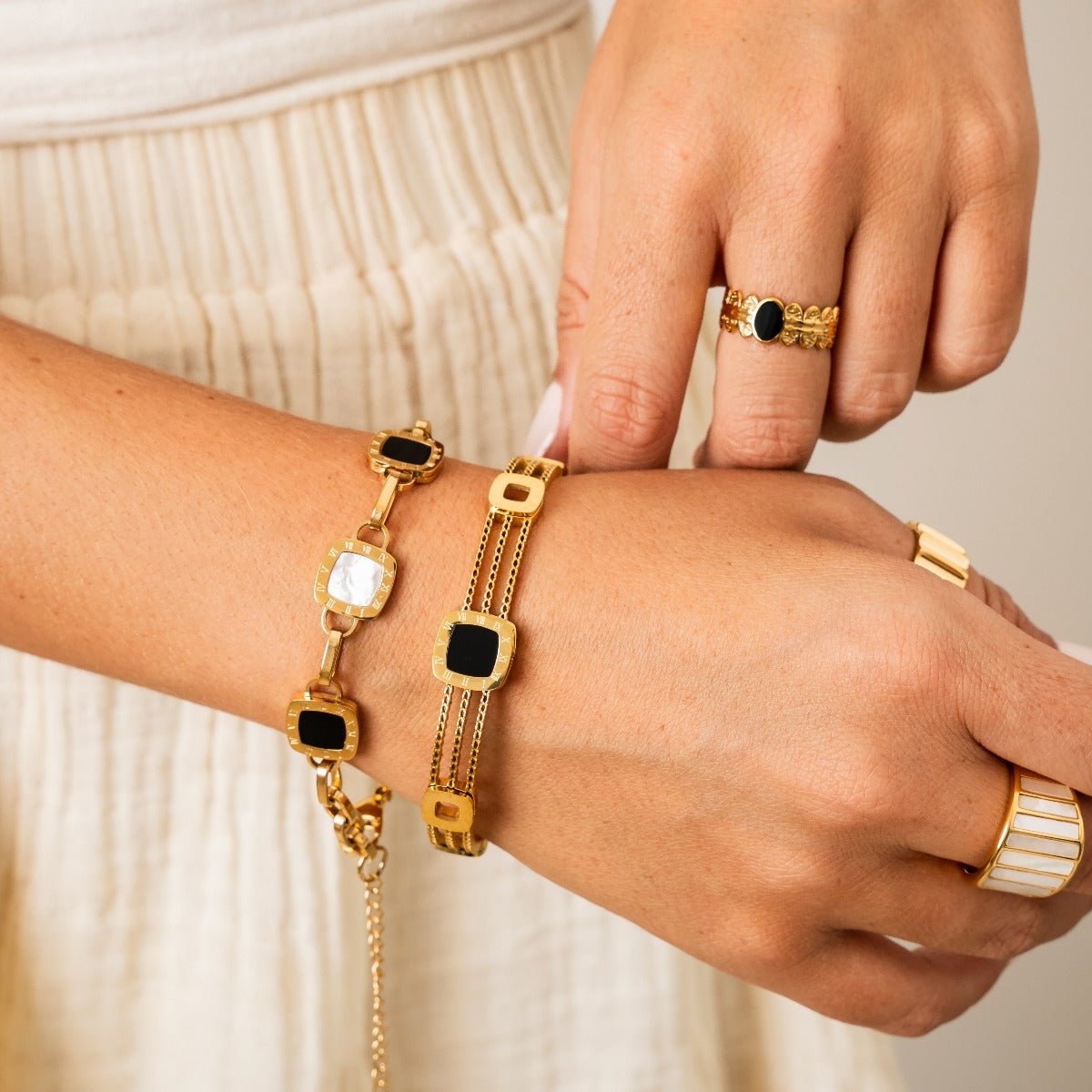 Square Mono Bracelet Plated in 18k Gold