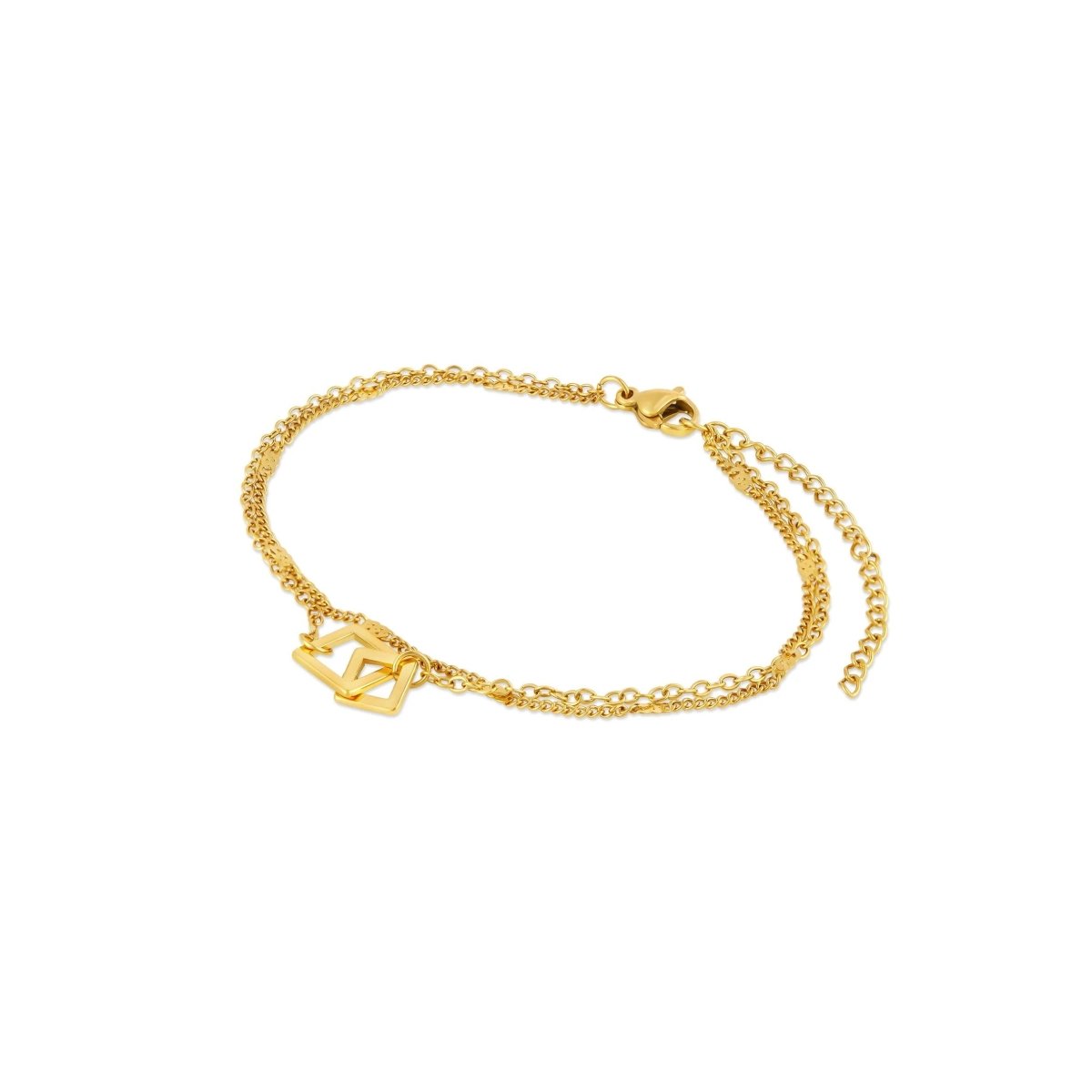 Square Link Pendant Bracelet Plated in 18K Gold