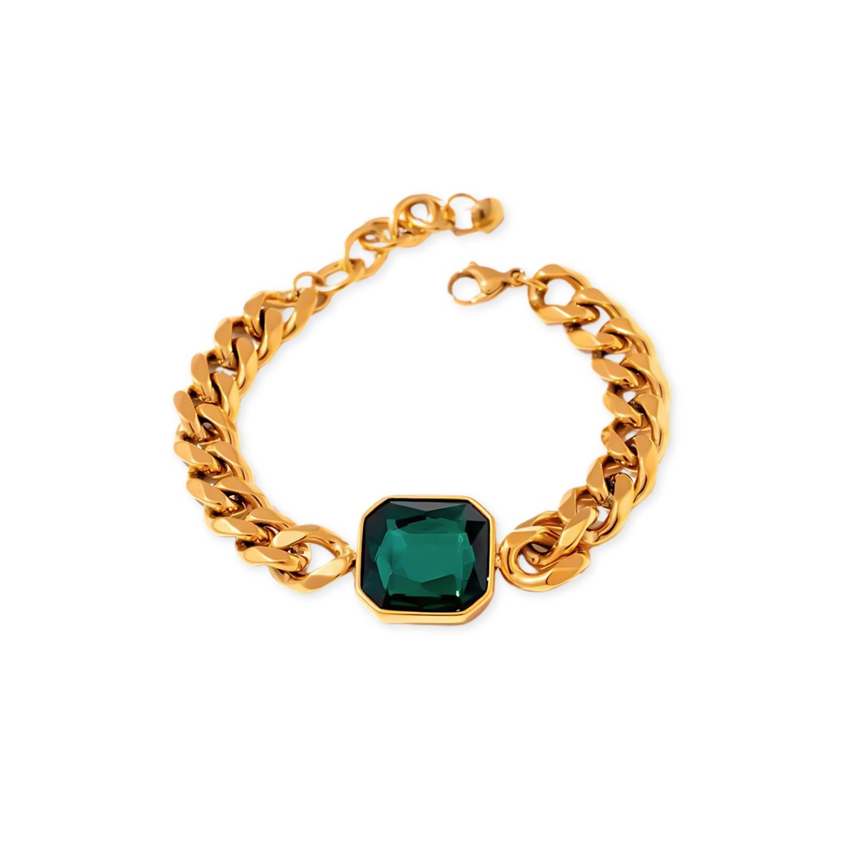 Rich Bracelet Green Emerald 18k Gold Plated