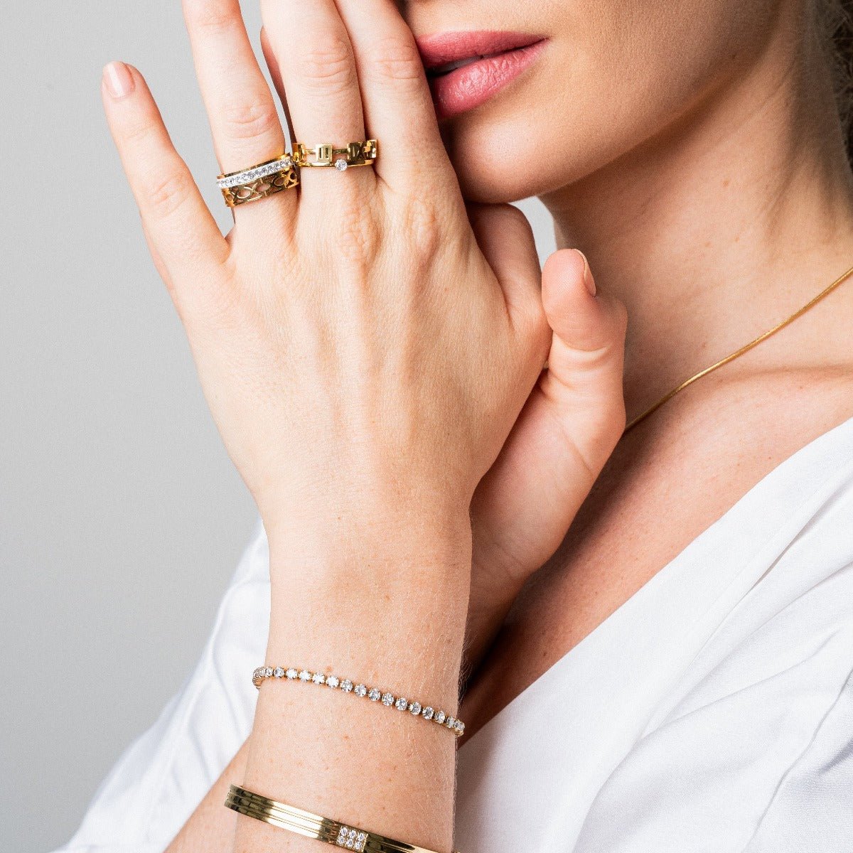 Adjustable Riviera Bracelet Revyora Gold Plated 18k