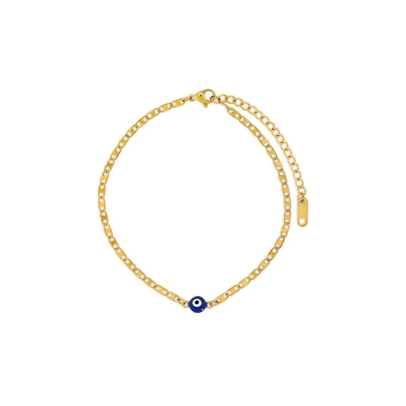 Evil Eye Anklet Plated in 18K Gold